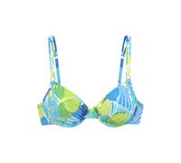 Bügel-Bikini-Top SUNSEEKER "Butterfly", Damen, Gr. 38, Cup F, blau (blau, grün), Microfaser, Polyamid, bedruckt, Bikini-Oberteile, mit Schmetterling-Design (34162124-38) blau, grün