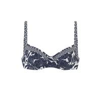 Bügel-Bikini-Top SUNSEEKER "Blossom", Damen, Gr. 40, Cup G, blau (marine bedruckt), Recycling-Polyamid, bedruckt, Bikini-Oberteile, im Muster-Mix (87369545-40) marine bedruckt