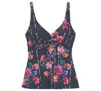 Bügel-Tankini-Top SUNSEEKER "Modern", Damen, Gr. 38, Cup F, blau (marine, bedruckt), Polyamid, bedruckt, floral, Bikini-Oberteile, mit Blumendruck, Topseller (99002468-38) marine, bedruckt
