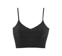Crop-Bikini-Top SUNSEEKER "Loretta", Damen, Gr. 36, Cup C/D, schwarz, Polyamid, Strukturmuster, unifarben, Bikini-Oberteile, mit Strukturmuster (91359418-36) schwarz