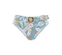 Highwaist-Bikini-Hose SUNSEEKER "Suva", Damen, Gr. 36, N-Gr, blau (aquablau, bedruckt), Microfaser, Polyamid, floral, Badehosen, mit abnehmbarem Gürtel, Topseller (53390212-36) aquablau, bedruckt