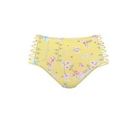 Highwaist-Bikini-Hose SUNSEEKER "Ditsy", Damen, Gr. 42, N-Gr, gelb (gelb, bedruckt), Microfaser, Polyamid, geblümt, Badehosen, mit Häkelkante und seitlichen Zierbändern (69265328-42) gelb, bedruckt