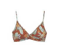 Triangel-Bikini-Top SUNSEEKER "Suva", Damen, Gr. 34, Cup C/D, rot (rostrot, bedruckt), Microfaser, Polyamid, floral, Bikini-Oberteile, mit Mesh-Einsatz und Wickeloptik (75338134-34) rostrot, bedruckt
