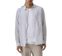 Langarmhemd LEVI'S "SUNSET 1 POCKET STANDARD", Herren, Gr. L, N-Gr, navya stripe, Web, Obermaterial: 43% Leinen, 34% Viskose, 23% Baumwolle, gestreift, normal hüftbedeckend, Hemden, Leinen- Struktur (