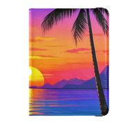 Sunset Coconut Beach Summer Leather Decorative Passport and Imaccine Card Wallet Combo Wallet Combo Passport Case Travel Documents Wallet Waterproof, Sunset Coconut Beach Sommer, 1 size