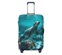 Sunshine Blue Ocean Seal Reisegepäckabdeckungen - elastische Kofferabdeckungen für Gepäck 45,7 - 81,3 cm, Schwarz, Large