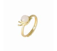 SUNYUHUI S925 Sterling Silber Ring Hotan Jade Schnecke Ring Gold Überzogene Schnecke Ring Öffnung Personalisierte Silber Schmuck, Golden, 7