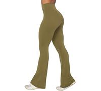 Sunzel Flare Leggings, Crossover Yogahose mit Bauchkontrolle, hohe Taille und weites Bein, Martini Olive, M