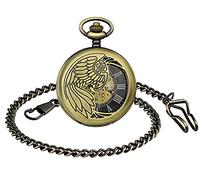 SUPBRO Damen Herren Taschenuhr Adler Analog Mechanische Kettenuhr Uhr Pocket Watch mit Halskette Pullover Kette Bronze