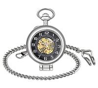 SUPBRO Damen Herren Taschenuhr Analog Mechanische Kettenuhr Uhr Pocket Watch mit Halskette Pullover Kette Stahl