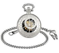 SUPBRO Damen Herren Taschenuhr Analog Mechanische Kettenuhr Uhr Pocket Watch mit Kette Pullover Kette Meridian