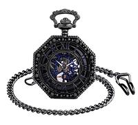 SUPBRO Damen Herren Taschenuhr Hexagon Analog Handaufzug Mechanische Kettenuhr Uhr mit Halskette Pullover Kette