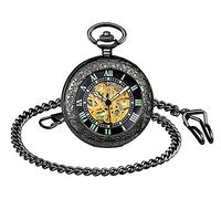SUPBRO Damen Herren Taschenuhr Retro Mechanische Kettenuhr Uhr Leuchtende Automatik Pocket Watch mit Halskette Pullover Kette