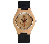 SUPBRO Herren Uhren Holzuhr Holz Armbanduhr Klassik Analoge Quarzwerk Uhren Unisex Unendlichkeit Leder Armband Anker Damen
