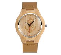 SUPBRO Herren Uhren Holzuhr Holz Armbanduhr Klassik Analoge Quarzwerk Uhren Unisex Unendlichkeit Leder Armband Anker Damen