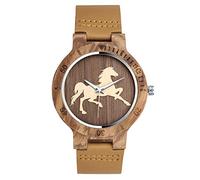 SUPBRO Holzuhren Herren Holzuhr Holz-Armbanduhr Klassik Analoge Quarzwerk Uhren Armband Pferd