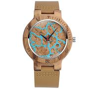 SUPBRO Holzuhren Herren Uhren Holz-Armbanduhr Uhr für Männer Analog Armbanduhr Holzuhr Quarzwerk mit Lederband Zerkleinertes Holz