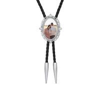 Supcare Bolo Ties Krawatte für Damen Schwarz Leder Bolo Tie Western Krawatte Oval Anhänger Charms Zubehör mit Spitze Westernhemd Herren Kostüm Cowboy Ties Krawatten mit Foto Bolo Schmuck für Freund