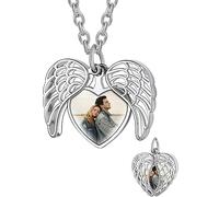 Supcare Custom Herz Flügel Doppel Hohl Fotokette Öffnen Medaillon Damen Medaillon zum Öffnen für Bilder Kupfer Locket Necklace Kette Halskette Anhänger Amulett Personalisiert Schmuck für Dating