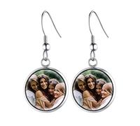 Supcare Junge Ohrringe Damen Rund-Form mit Foto Text Custom Männer Witzig Mode Casual Ohrstecker Edelstahl Ohrschmuck Boho Sommer Liebeskind Modeschmuck Silber Ohrringe für Freudin Vater