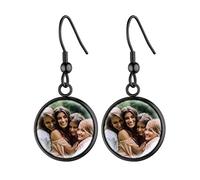 Supcare Junge Ohrringe Damen Rund-Form mit Foto Text Custom Männer Witzig Mode Casual Ohrstecker Edelstahl Ohrschmuck Boho Sommer Liebeskind Modeschmuck Schwarz Ohrringe für Mutter Vater