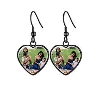 Supcare Mädchen Ohrringe Damen Herz-Form mit Foto Text Custom Männer Witzig Ohrstecker Edelstahl Ohrschmuck Boho Sommer Liebeskind Modeschmuck Ohrringe für Weihnacht Holiday 01:Herz-Schwarz