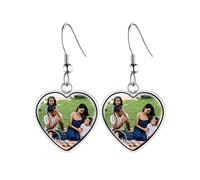 Supcare Mädchen Ohrringe Damen Herz-Form mit Foto Text Custom Männer Witzig Ohrstecker Edelstahl Ohrschmuck Boho Sommer Liebeskind Modeschmuck Ohrringe 01:Herz-Silber