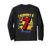 Super 7h Birthday Comic Pop Art - Wow Cool OMG Oh Yeah Kids Langarmshirt