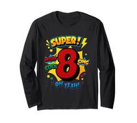 Super 8th Birthday Comic Pop Art - Wow Cool OMG Oh Yeah Kids Langarmshirt