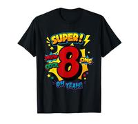 Super 8th Birthday Comic Pop Art - Wow Cool OMG Oh Yeah Kids T-Shirt