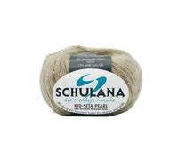 Super Kid Mohair Wolle zum Stricken und Häkeln I 40% Mohair, 23% Beige, 20% Baumwolle & 17% Seide I 25g/ca. 118m Silbergrau I Kid Seta Pearl Garn für Sommerjäckchen und leichte Tops