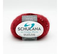 Super Kid Mohair Wolle zum Stricken und Häkeln I 40% Mohair, 23% Glas Dunkelrot, 20% Baumwolle & 17% Seide I 25g/ca. 118m Silbergrau I Kid Seta Pearl Garn für Sommerjäckchen und leichte Tops