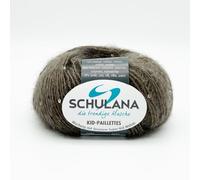 Super Kid Mohair Wolle zum Stricken und Häkeln I 42% Mohair, 40% Polyester & 18% Seide I 25g/ca. 125m Graubraun I Kid-Seta Paillettes Garn für Pullover, Stolen, Mützen, Schals und Accessoires