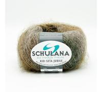 Super Kid Mohair Wolle zum Stricken und Häkeln I 70% Mohair & 30% Seide I 25g/ca. 210m herbst-meliert (Gelb, Braun) I Kid-Seta Jubilé Garn für Schals, Tücher, Boleros, Loops und Accessoires
