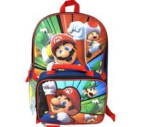 Super Mario 40,6 cm großer Rucksack mit Lunchtasche | 40,6 cm große, langlebige Mario-Büchertasche mit isolierter Lunchbox - Super Mario Schulbedarf