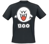 Super Mario Boo Männer T-Shirt schwarz L 100% Baumwolle Fan-Merch, Gaming