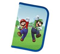 Super Mario gefülltes Schüleretui Federmäppchen inkl. Stiften, Radierer, Lineal etc. I Schlampermäppchen I Etui für die Schule