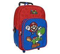Super Mario Kinderrucksack mit Rollen - Kindergarten Rucksack für Kinder 3 4 5 6 Jahre - Trolley Schultasch mit Yoshi - Rollenrucksack mit Abnehmbaren Rädern für Kleine Jungen - 36x25x12 cm