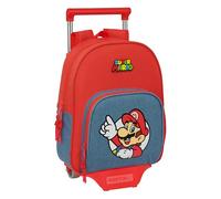 SUPER Mario Kinderrucksack mit Trolley SAFTA 705, ideal für Kinder verschiedener Altersgruppen, bequem und vielseitig, Qualität und Widerstandsfähigkeit, 28 x 10 x 34 cm