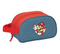 SUPER Mario Kulturtasche für Kinder, mittelgroß, mit Griff, Kinder-Kulturbeutel, anpassbar an den Wagen, einfache Reinigung, bequem und vielseitig, Qualität und Widerstandsfähigkeit, 26 x 12 x 15 cm