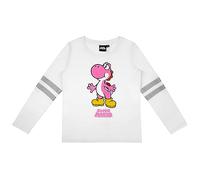 Super Mario Mädchen Langarmshirt Pullover Shirt (110, Weiss)