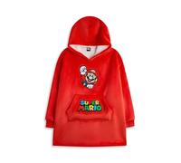 Super Mario Nintendo Tragbare Decke Hoodie für Jungen | Roter Kapuzenpullover für Kinder mit Mario Charaktergrafiken | Kinder Loungewear mit Sherpa-Futter und Taschen | Videospiel-Merchandise-Geschenk