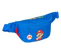 Super Mario Play Gürteltasche mit Außentasche, ideal für Jugendliche und Kinder verschiedener Altersgruppen, bequem und vielseitig, Qualität und Widerstandsfähigkeit, 23 x 9 x 12 cm, Blau/Rot,