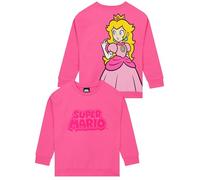 Super Mario Pullover Mädchen, Stylisches Sweatshirt Kinder Mädchen Mit Princess Peach Design Aus Baumwolle, Rosa 122