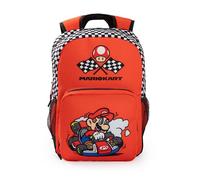 Super Mario Roter Rucksack „Mario Nintendo Kart“ | Unisex-Schultasche für Bücher | Reißverschluss-Design | Mario-Charakter | Grundausstattung für den Schulanfang