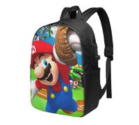 Super Mario Rucksack mit USB-Ladeanschluss, Reise-Laptop-Rucksack, wasserabweisend, für die Uni oder