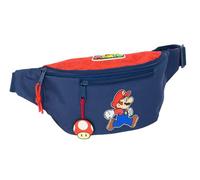 SUPER Mario Trick Gürteltasche mit Außentasche, ideal für Jugendliche und Kinder unterschiedlichen Alters, bequem und vielseitig, Qualität und Widerstandsfähigkeit, 23 x 9 x 12 cm, Dunkelblau/Rot, M,