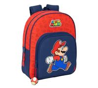 SUPER MARIO TRICK Kinderrucksack, ideal für Kinder verschiedener Altersgruppen, bequem und vielseitig, Qualität und Widerstandsfähigkeit, 28 x 10 x 34 cm, Dunkelblau/Rot, M, Casual