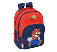 SUPER MARIO TRICK Schulrucksack für Kinder, ideal für Kinder verschiedener Altersgruppen, bequem und vielseitig, Qualität und Widerstandsfähigkeit, 32 x 15 x 42 cm, Dunkelblau/Rot, M, Casual