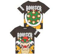 Super Mario Tshirt Als Cooles Jungen Tshirt - Stylisches T Shirt Jungen & T-Shirt Kinder Mit Bowser Design, Grau 158